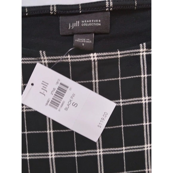 J Jill Wearever Collection Faux Wrap Stretch Black White Windowpane Womens Small - Picture 5 of 9